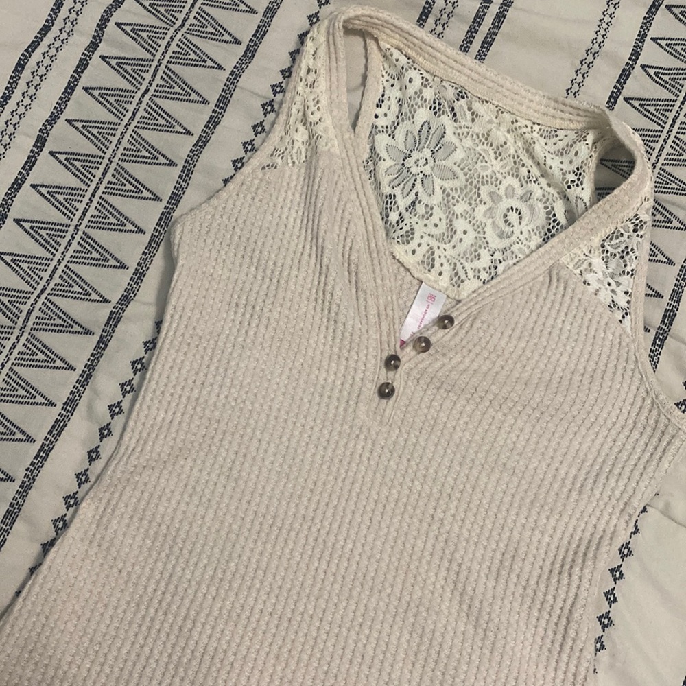 Cute sweater type tank top, cream color, size sm (3-5)